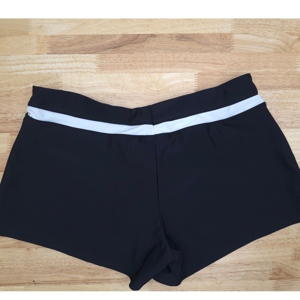 Black White Tropical Tankini Sz S Zip Front Swim Top Boyshort Bottoms Coconut - Picture 7 of 8